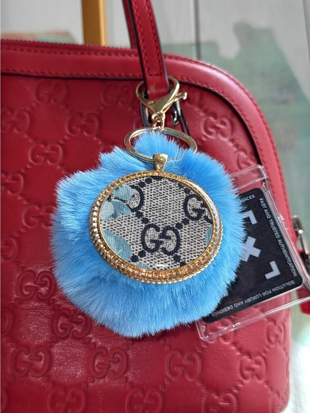 GUcci Bloom authenticated up cycled jumbo bag charm keychain
